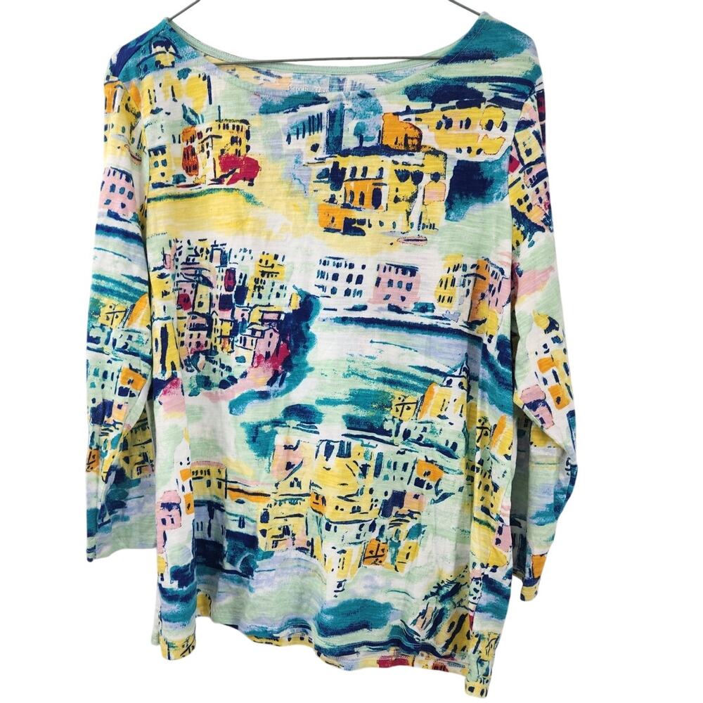 Kim Rogers 100% Cotton 3/4 Sleeve Top Womens Petite Size Extra Large XL P